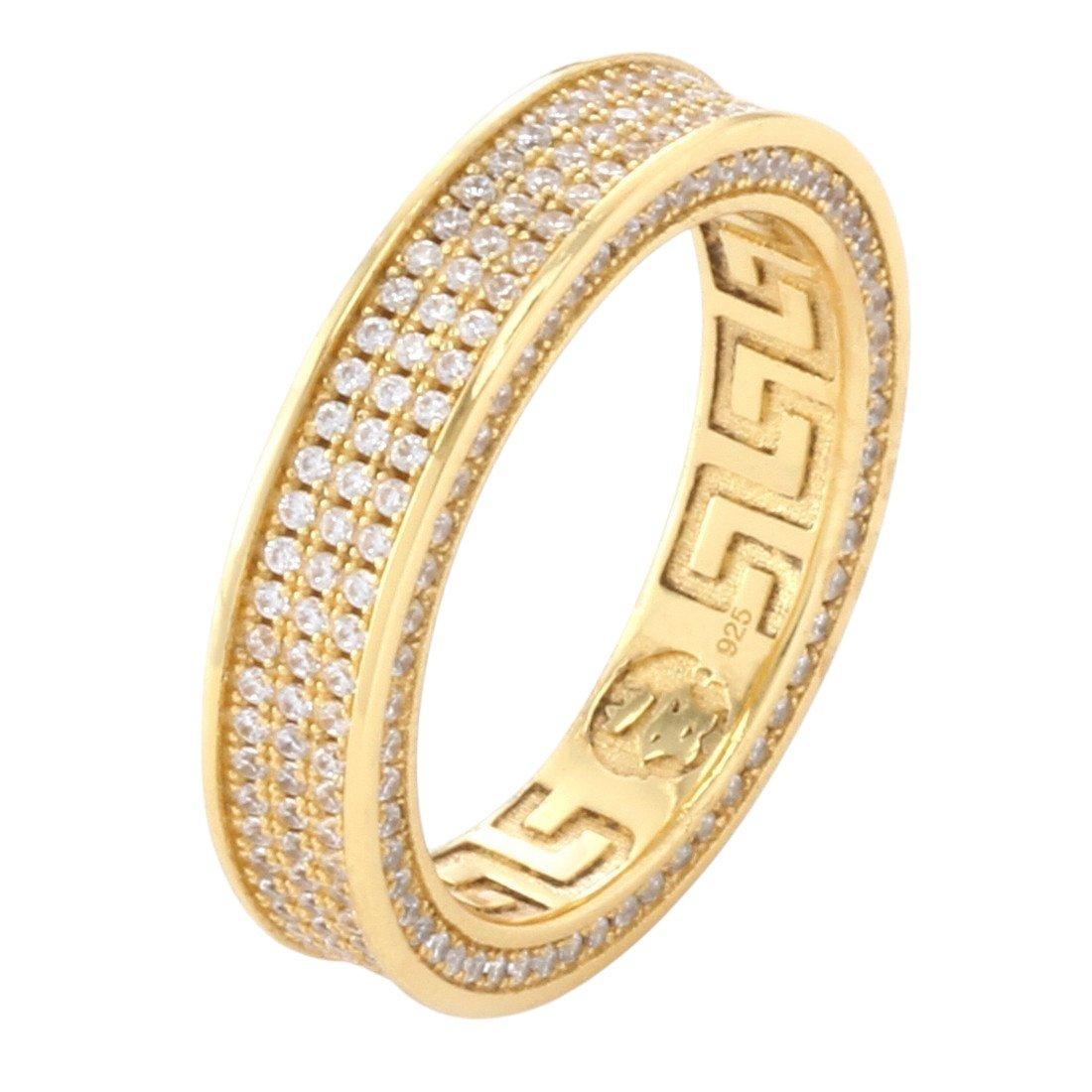 King Ice 3-Row Iced Infinity Band Ring - Gold - GOLD